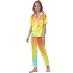 Rainbow Gradient  Kids  Satin Short Sleeve Pajamas Set by Dazzleway