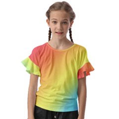 Rainbow Gradient  Kids  Cut Out Flutter Sleeves by Dazzleway