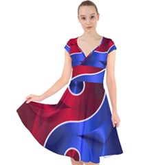 Yin-yang-eastern-asian-philosophy Cap Sleeve Front Wrap Midi Dress by Sudhe