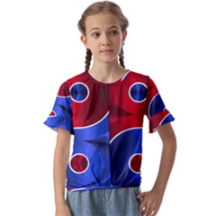 Yin-yang-eastern-asian-philosophy Kids  Cuff Sleeve Scrunch Bottom Tee