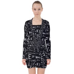 Science-albert-einstein-formula-mathematics-physics-special-relativity V-neck Bodycon Long Sleeve Dress by Sudhe