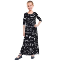 Science-albert-einstein-formula-mathematics-physics-special-relativity Kids  Quarter Sleeve Maxi Dress by Sudhe