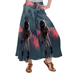 Astronaut-moon-space-nasa-planet Satin Palazzo Pants by Sudhe