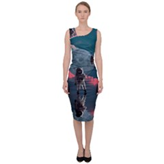 Astronaut-moon-space-nasa-planet Sleeveless Pencil Dress by Sudhe