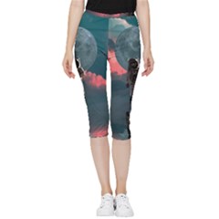 Astronaut-moon-space-nasa-planet Inside Out Lightweight Velour Capri Leggings  by Sudhe