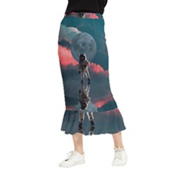 Astronaut-moon-space-nasa-planet Maxi Fishtail Chiffon Skirt by Sudhe