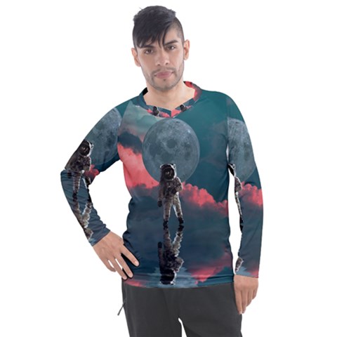 Astronaut-moon-space-nasa-planet Men s Pique Long Sleeve Tee by Sudhe