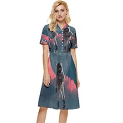 Astronaut-moon-space-nasa-planet Button Top Knee Length Dress