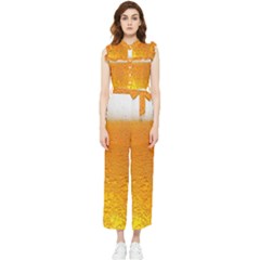 Beer Bubbles Pattern Women s Frill Top Jumpsuit