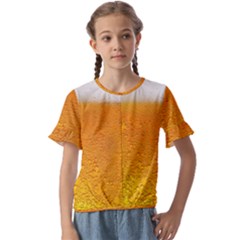 Beer Bubbles Pattern Kids  Cuff Sleeve Scrunch Bottom Tee