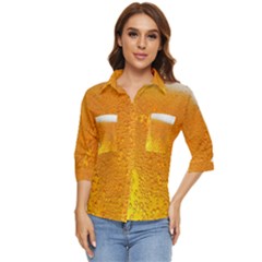 Beer Bubbles Pattern Women s Quarter Sleeve Pocket Shirt