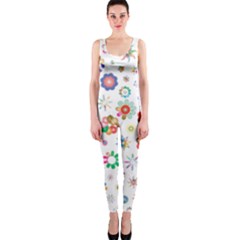 Flower Floral Pattern One Piece Catsuit by Sudhe