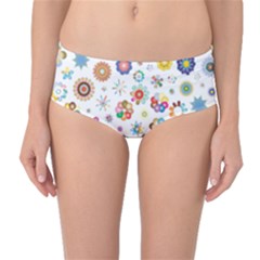 Flower Floral Pattern Mid-waist Bikini Bottoms by Sudhe