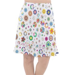 Flower Floral Pattern Fishtail Chiffon Skirt by Sudhe