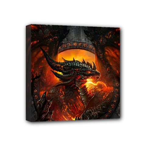 Dragon Fire Fantasy Art Mini Canvas 4  X 4  (stretched) by Sudhe