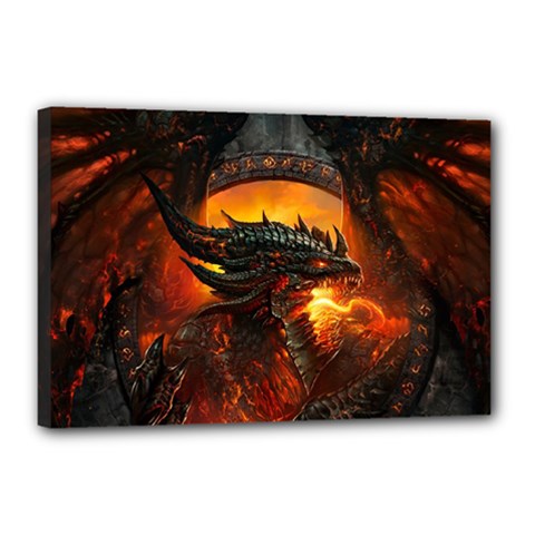 Dragon Fire Fantasy Art Canvas 18  X 12  (stretched) by Sudhe