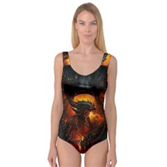 Dragon Fire Fantasy Art Princess Tank Leotard  by Sudhe