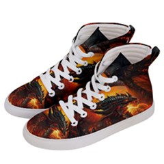 Dragon Fire Fantasy Art Men s Hi-top Skate Sneakers by Sudhe