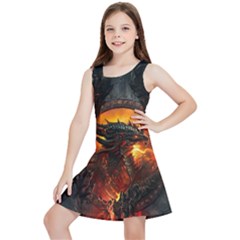 Dragon Fire Fantasy Art Kids  Lightweight Sleeveless Dress