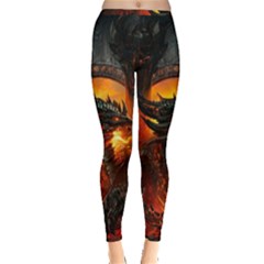 Dragon Fire Fantasy Art Inside Out Leggings by Sudhe