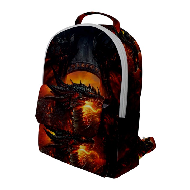 Dragon Fire Fantasy Art Flap Pocket Backpack (Large)