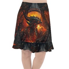 Dragon Fire Fantasy Art Fishtail Chiffon Skirt by Sudhe