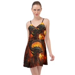 Dragon Fire Fantasy Art Summer Time Chiffon Dress by Sudhe