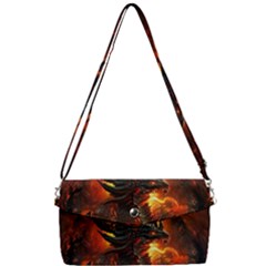 Dragon Fire Fantasy Art Removable Strap Clutch Bag