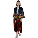 Dragon Fire Fantasy Art Maxi Satin Kimono View1