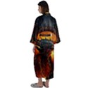 Dragon Fire Fantasy Art Maxi Satin Kimono View2