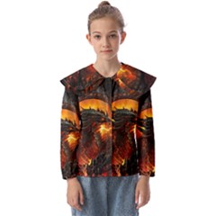 Dragon Fire Fantasy Art Kids  Peter Pan Collar Blouse