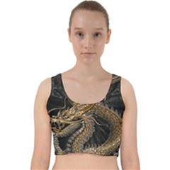 Fantasy Dragon Pentagram Velvet Racer Back Crop Top by Sudhe