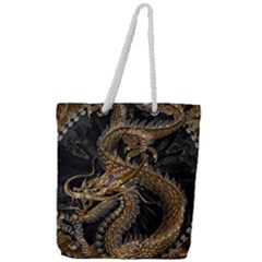 Fantasy Dragon Pentagram Full Print Rope Handle Tote (large) by Sudhe