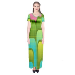 Background-color-texture-bright Short Sleeve Maxi Dress by Sudhe