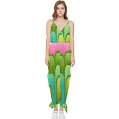 Background-color-texture-bright Sleeveless Tie Ankle Jumpsuit by Sudhe