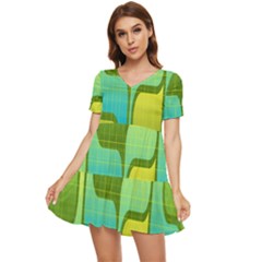 Background-color-texture-bright Tiered Short Sleeve Mini Dress