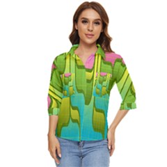 Background-color-texture-bright Women s Quarter Sleeve Pocket Shirt