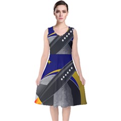 Science-fiction-sci-fi-sci-fi-logo V-neck Midi Sleeveless Dress  by Sudhe