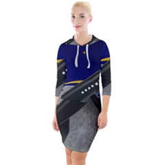 Science-fiction-sci-fi-sci-fi-logo Quarter Sleeve Hood Bodycon Dress by Sudhe