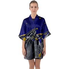 Science-fiction-sci-fi-sci-fi-logo Half Sleeve Satin Kimono  by Sudhe