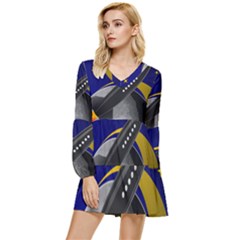 Science-fiction-sci-fi-sci-fi-logo Tiered Long Sleeve Mini Dress