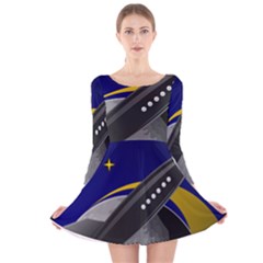 Science-fiction-sci-fi-sci-fi-logo Long Sleeve Velvet Skater Dress