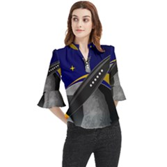 Science-fiction-sci-fi-sci-fi-logo Loose Horn Sleeve Chiffon Blouse