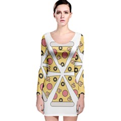 Pizza-slice-food-italian Long Sleeve Velvet Bodycon Dress by Sudhe