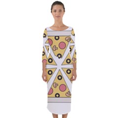 Pizza-slice-food-italian Quarter Sleeve Midi Bodycon Dress by Sudhe