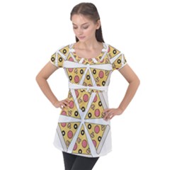 Pizza-slice-food-italian Puff Sleeve Tunic Top by Sudhe