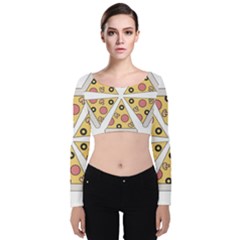 Pizza-slice-food-italian Velvet Long Sleeve Crop Top by Sudhe