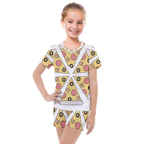 Pizza-slice-food-italian Kids  Mesh Tee And Shorts Set by Sudhe