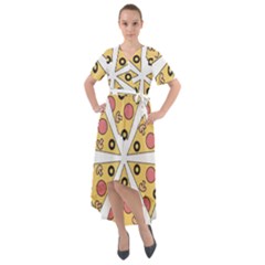 Pizza-slice-food-italian Front Wrap High Low Dress