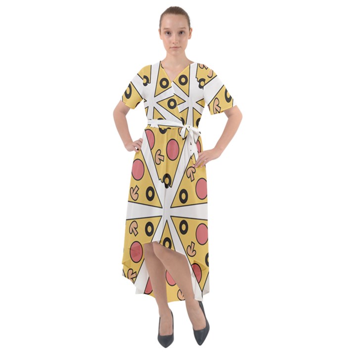 Pizza-slice-food-italian Front Wrap High Low Dress